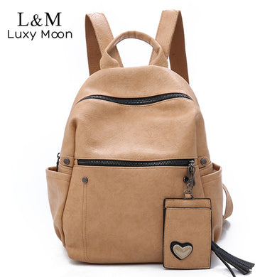 Women Leather Backpack Teenage Girls School Bag