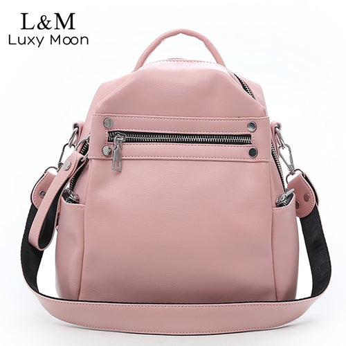 Soft Leather Backpack Women Multi-function Shoulder Bag