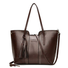 Load image into Gallery viewer, Hot Women's Leather Handbags Luxury Lady Hand Bags With Purse Pocket Female Tassel Messenger bag Big Tote Bag Sac a Main XA214H