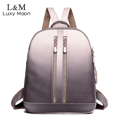 Women Leather Backpacks For Girls  School Backpack Female Travel Shoulder Bag