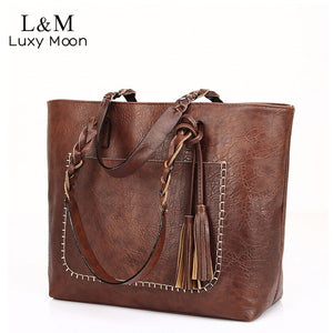 Vintage Handbag Women Brown Leather Shoulder Bag