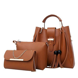 Puimentiua Women 3Pcs/Set Handbags PU Leather Shoulder Bags
