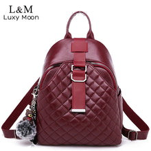 Load image into Gallery viewer, Leather Anti theft Backpack Women Bagpack Diamond Lattice Backpacks