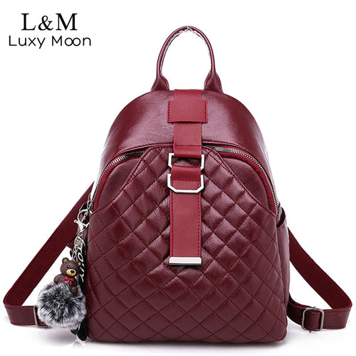Leather Anti theft Backpack Women Bagpack Diamond Lattice Backpacks