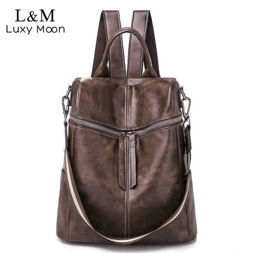 Women Backpack Female High Quality Leather School Bags