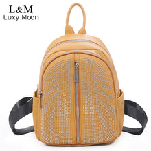 Load image into Gallery viewer, Backpack Women Small Shoulder Bag Retro Rivet Travel Leather Backpacks