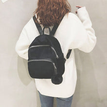 Load image into Gallery viewer, Women Backpack Schoolbag Corduroy Cute Pompom Backpack