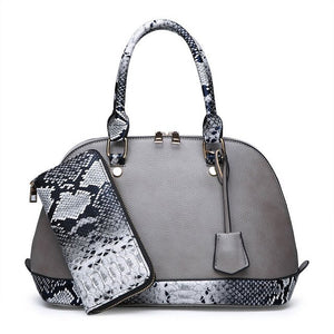 Fashion Shell Leather Handbag Female Big Capacity Ladies Tote Bag Luxury Women Serpentine Patchwork Shoulder Bag sac main XA218H
